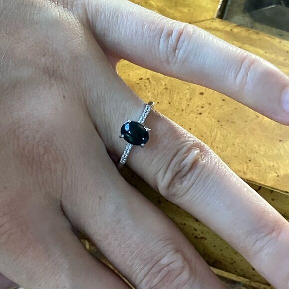 Black Ethiopian Opal Sterling Silver Ring Size 8 - Picture 5 of 10